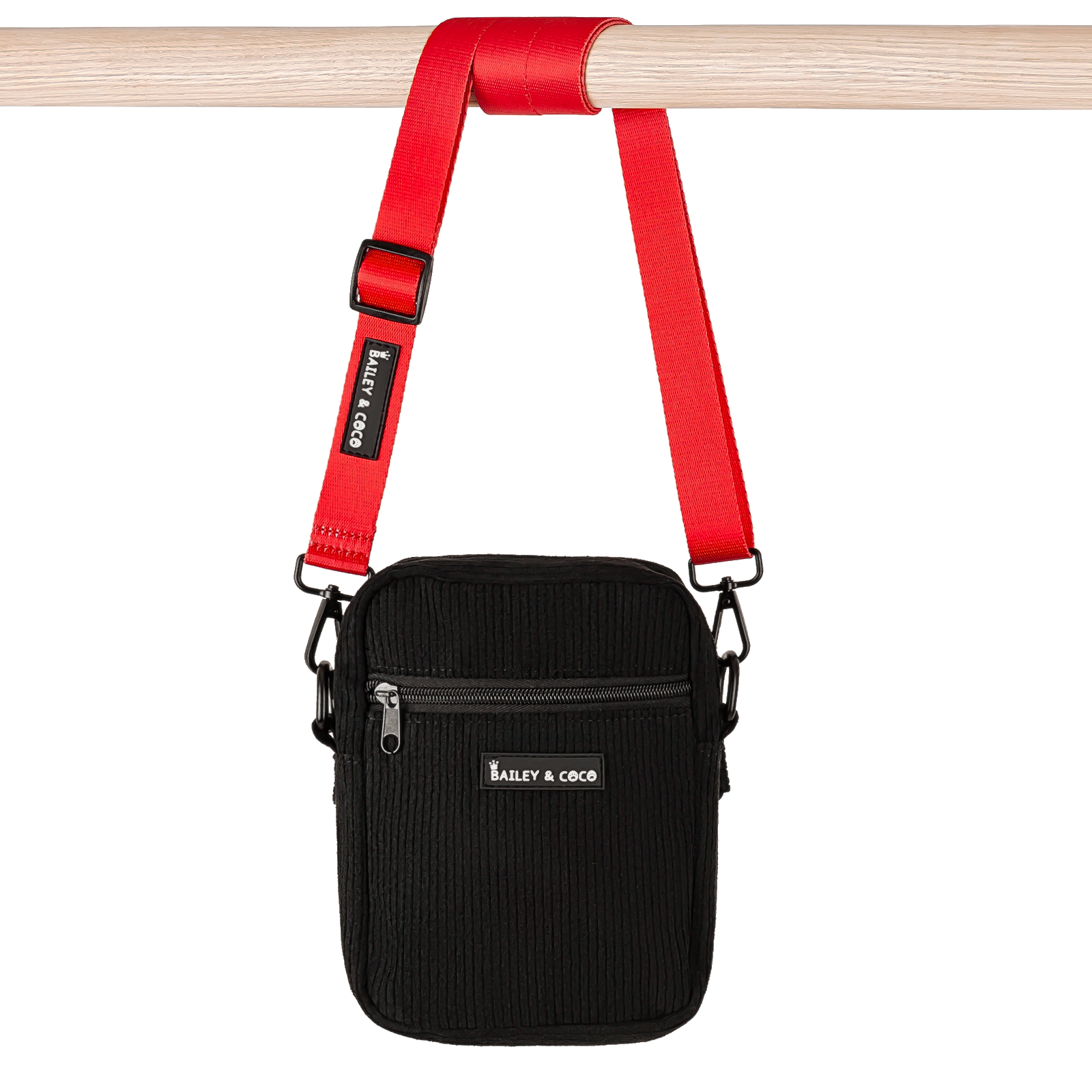 Dog Walking Bag With Red One Strap - Black.