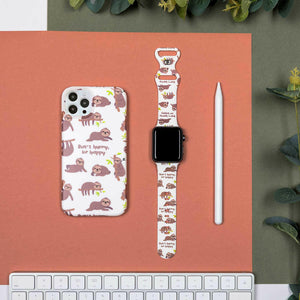 iPhone Case - Sloth Don't Hurry Be Happy Phone Case – White.