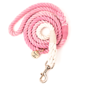 Rope Dog Lead - Ombre Pink & White.